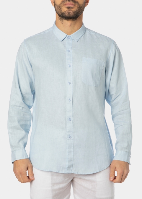 100% Linen Light Blue Classic Shirt 