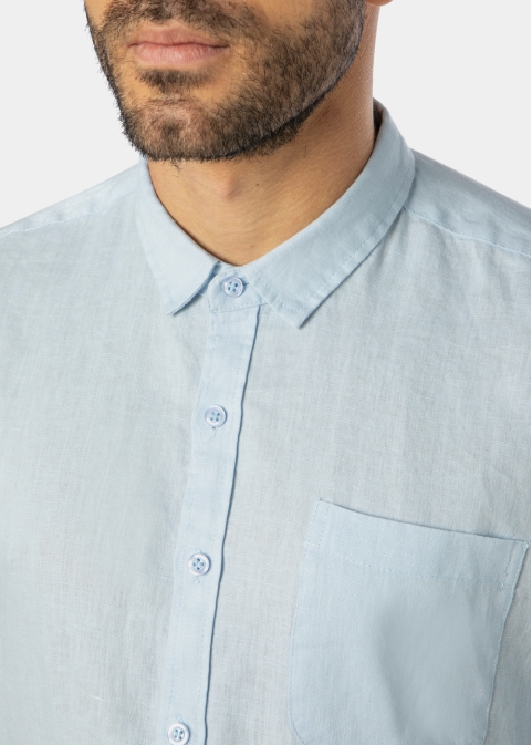 100% Linen Light Blue Classic Shirt 