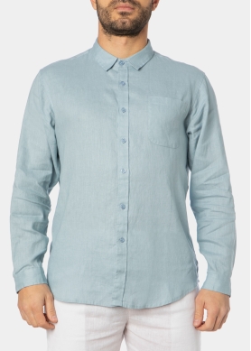 100% Linen Blue-Grey Classic Shirt 