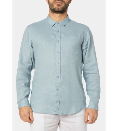 100% Linen Blue-Grey Classic Shirt 