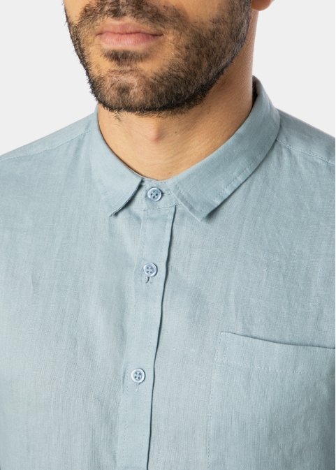 100% Linen Blue-Grey Classic Shirt 