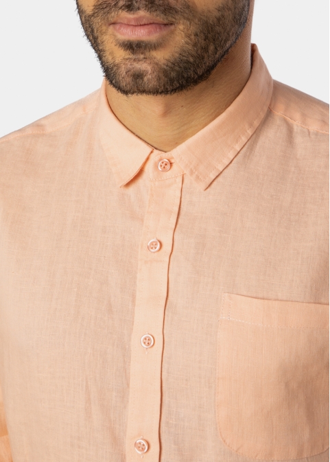 100% Linen Peach Classic Shirt 