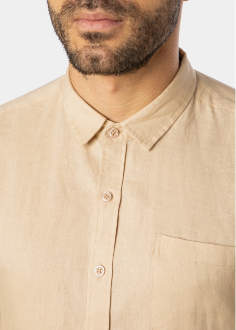 100% Linen Beige Classic Shirt 