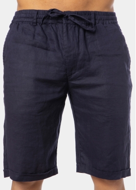 100% Linen Navy Blue Classic Shorts