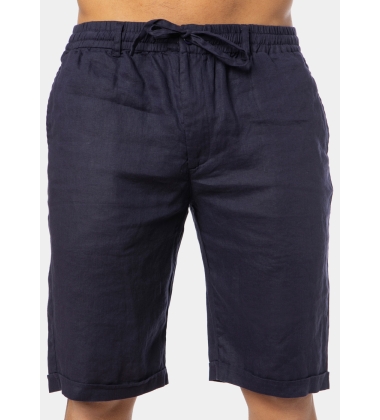 100% Linen Navy Blue Classic Shorts
