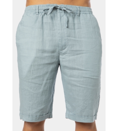 100% Linen Blue-Grey Classic Shorts