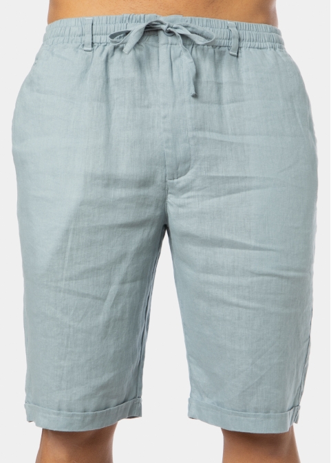 100% Linen Blue-Grey Classic Shorts