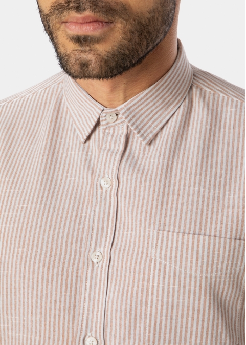 Brown Striped Classic Shirt