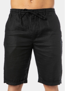 100% Linen Black Classic Shorts