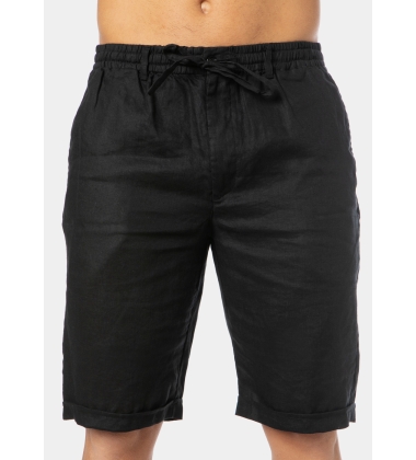 100% Linen Black Classic Shorts
