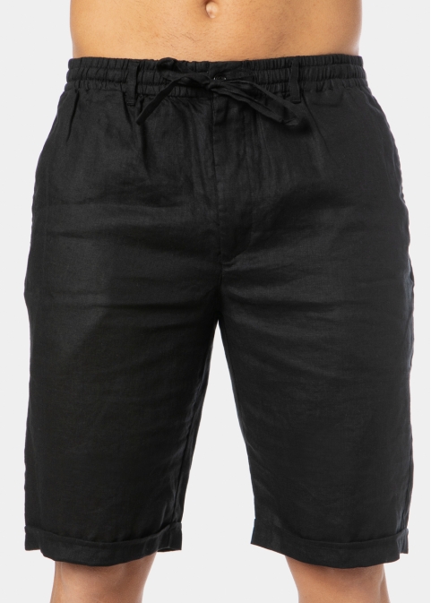 100% Linen Black Classic Shorts