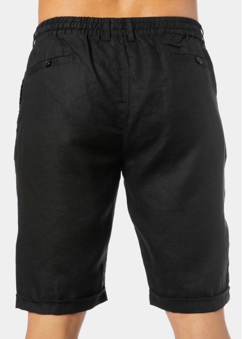 100% Linen Black Classic Shorts