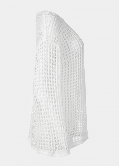 White Knitted Beachwear w/ Long Sleeves