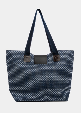 Blue Beach Bag w/ Leatherette Details