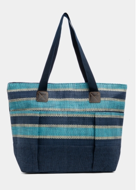 Blue Striped Beach Bag 