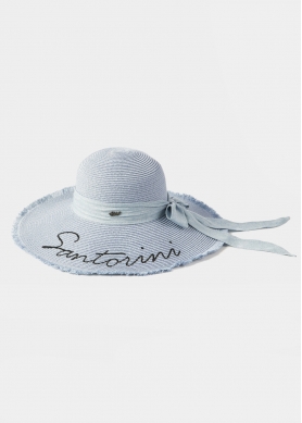 Light Blue "Santorini" Straw Hat w/ Light Blue Ribbon