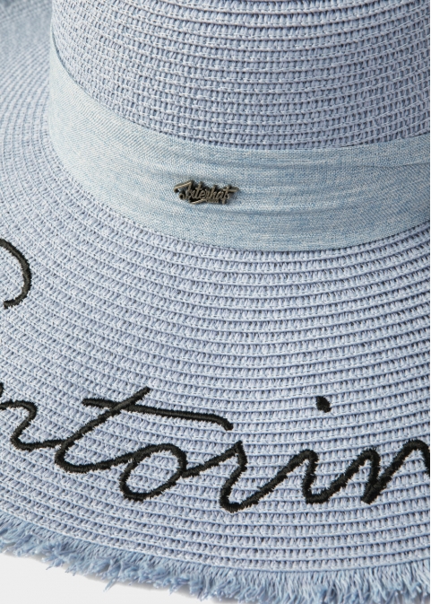 Light Blue "Santorini" Straw Hat w/ Light Blue Ribbon