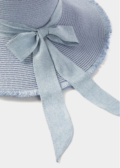 Light Blue "Santorini" Straw Hat w/ Light Blue Ribbon