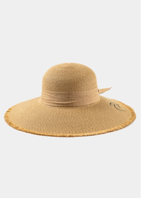 Brown "Rhodes" Straw Hat w/ Brown Ribbon