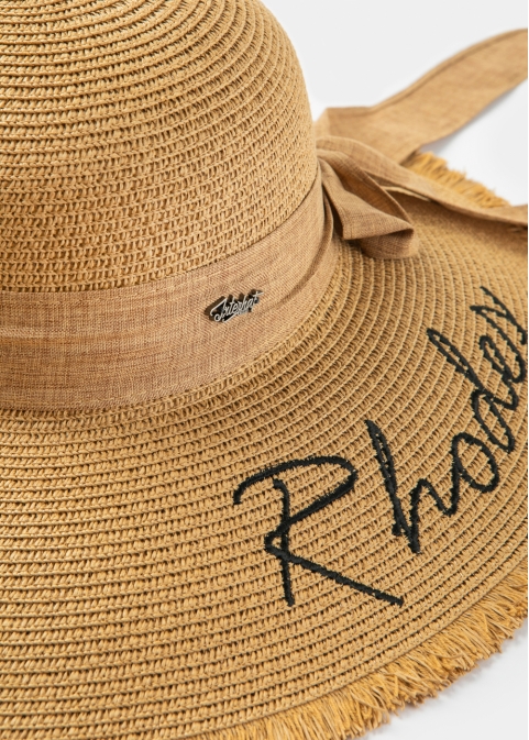 Brown "Rhodes" Straw Hat w/ Brown Ribbon