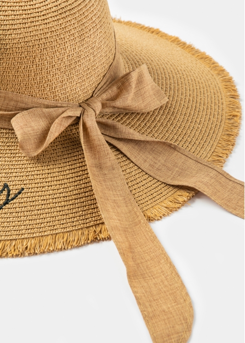 Brown "Rhodes" Straw Hat w/ Brown Ribbon