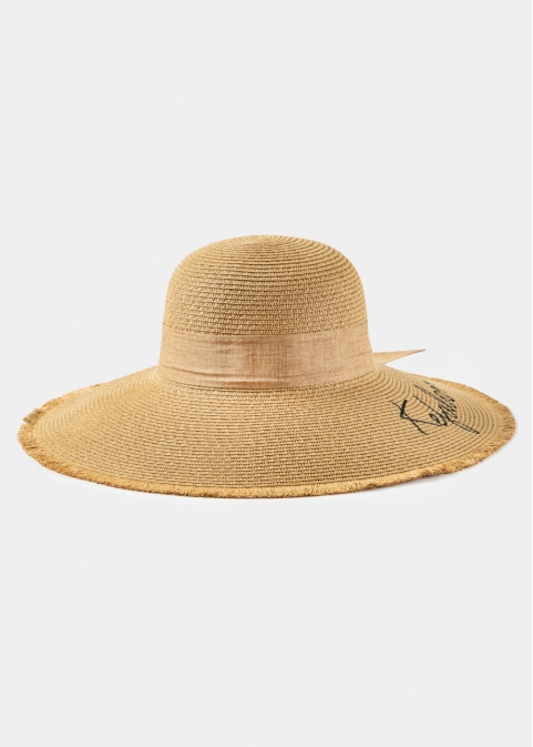 Brown "Kefalonia" Straw Hat w/ Brown Ribbon