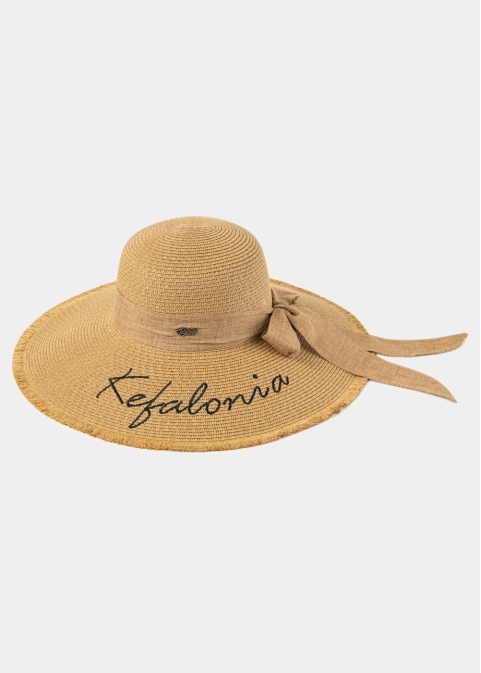 Brown "Kefalonia" Straw Hat w/ Brown Ribbon