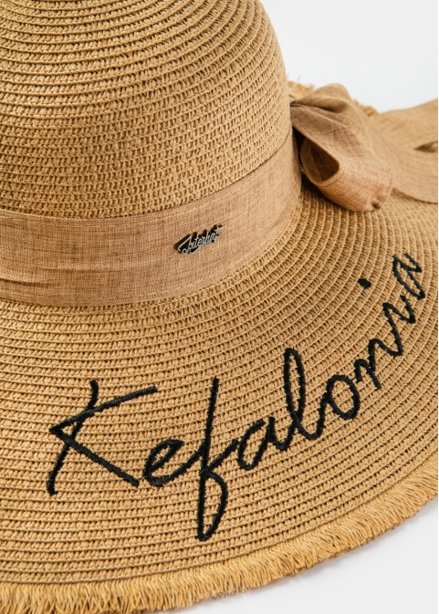 Brown "Kefalonia" Straw Hat w/ Brown Ribbon