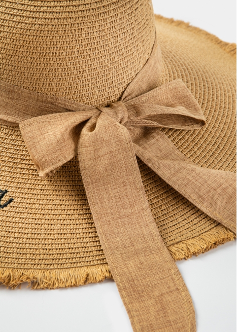 Brown "Kefalonia" Straw Hat w/ Brown Ribbon