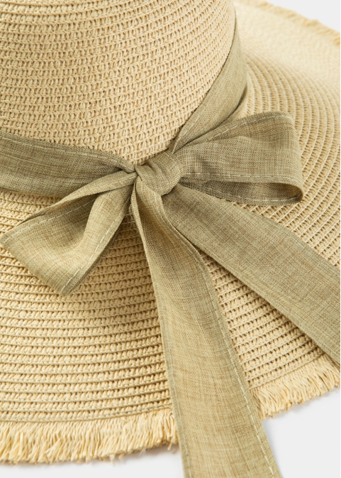 Beige "Kefalonia" Straw Hat w/ Beige Ribbon