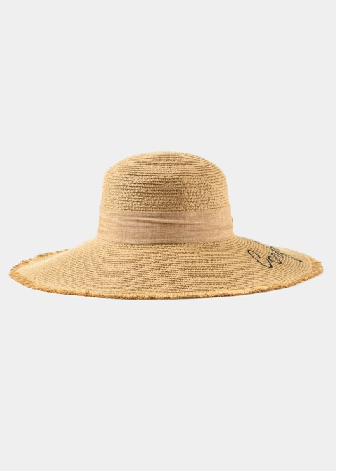 Brown "Corfu" Straw Hat w/ Brown Ribbon