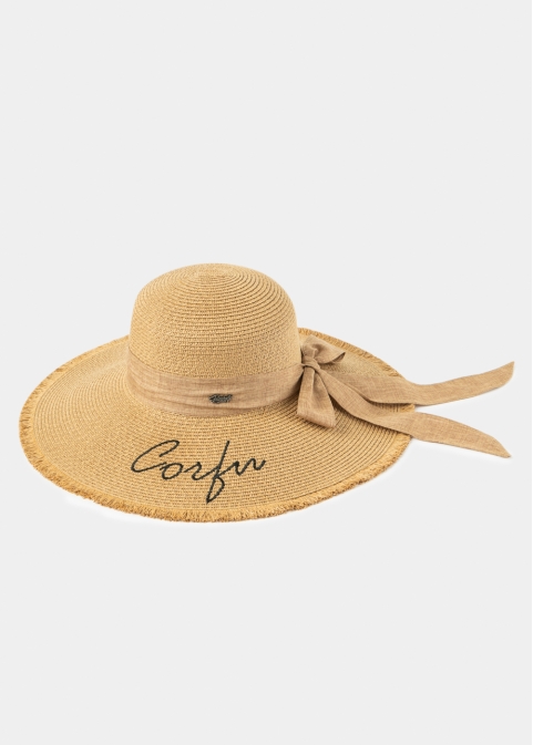 Brown "Corfu" Straw Hat w/ Brown Ribbon