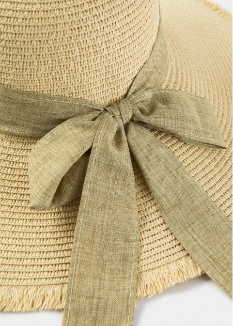 Beige "Corfu" Straw Hat w/ Beige Ribbon