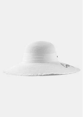 White "Corfu" Straw Hat w/ White Ribbon