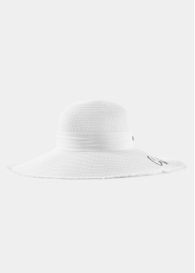 White "Crete" Straw Hat w/ White Ribbon