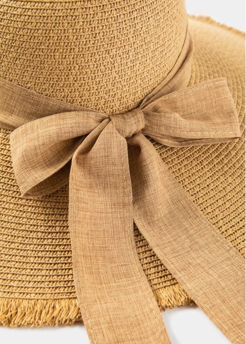 Brown "Crete" Straw Hat w/ Brown Ribbon