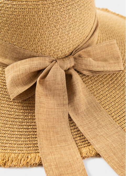 Brown "Crete" Straw Hat w/ Brown Ribbon