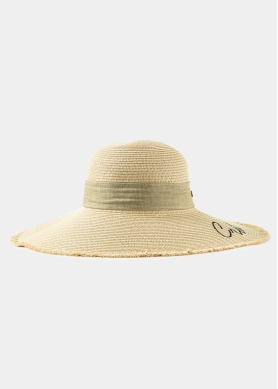 Beige "Crete" Straw Hat w/ Beige Ribbon