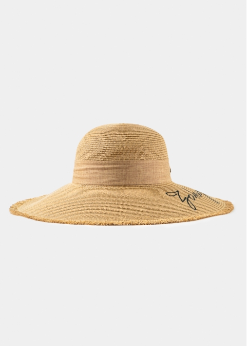 Brown "Zakynthos" Straw Hat w/ Brown Ribbon