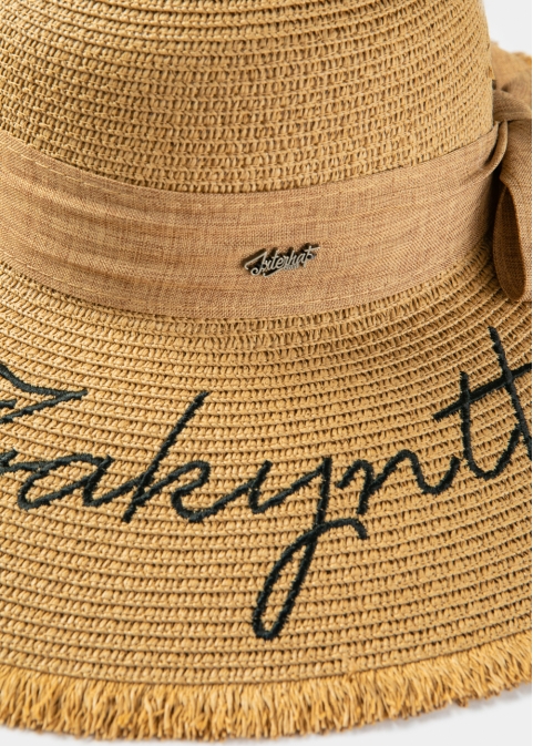 Brown "Zakynthos" Straw Hat w/ Brown Ribbon