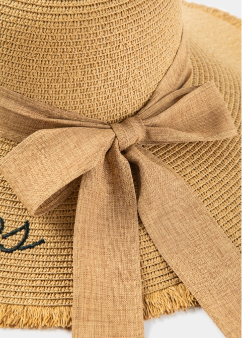 Brown "Zakynthos" Straw Hat w/ Brown Ribbon