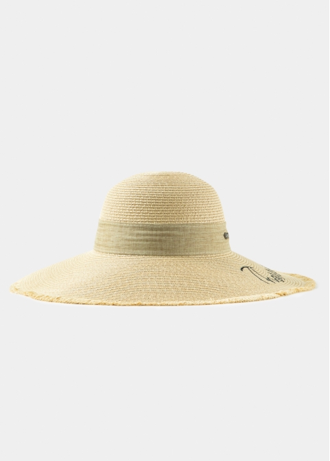 Beige "Thassos" Straw Hat w/ Beige Ribbon