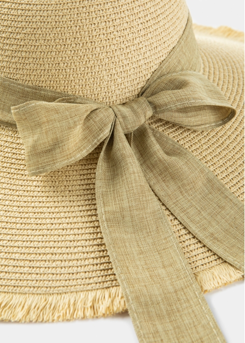 Beige "Thassos" Straw Hat w/ Beige Ribbon