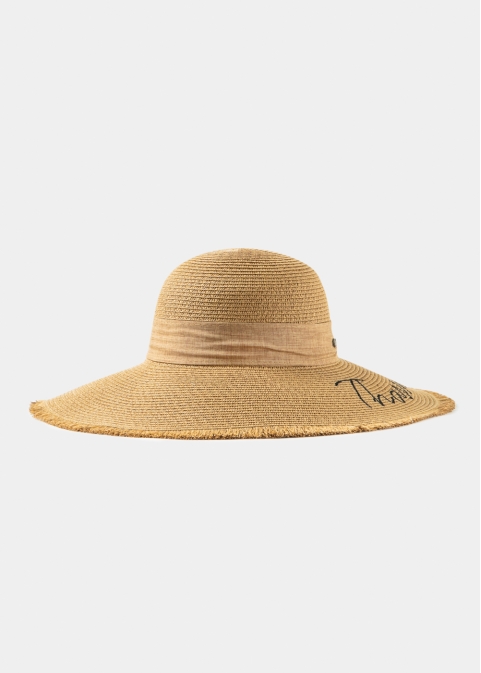 Brown "Thassos" Straw Hat w/ Brown Ribbon