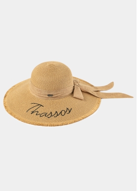 Brown "Thassos" Straw Hat w/ Brown Ribbon