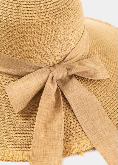 Brown "Thassos" Straw Hat w/ Brown Ribbon