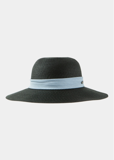 Black Straw Hat w/ mariner ribbon