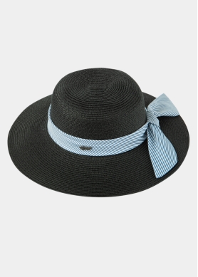 Black Straw Hat w/ mariner ribbon