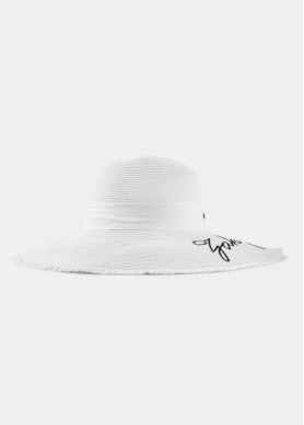 White "Zakynthos" Straw Hat w/ White Ribbon