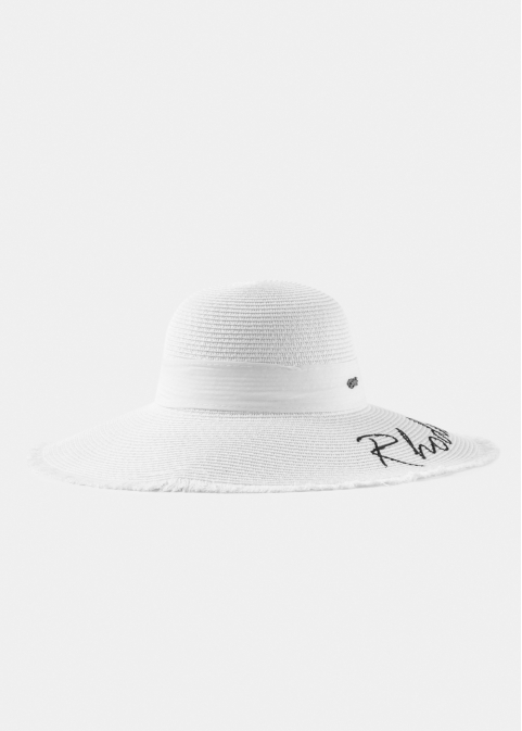 White "Rhodes" Straw Hat w/ White Ribbon